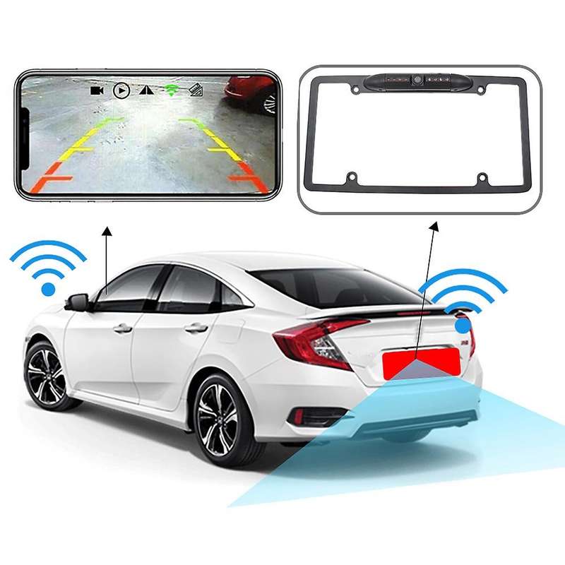 US Car Wifi License Plate Frame Wireless Rear View Camera 8 IR Night Vision Reverse Backup Camera Li