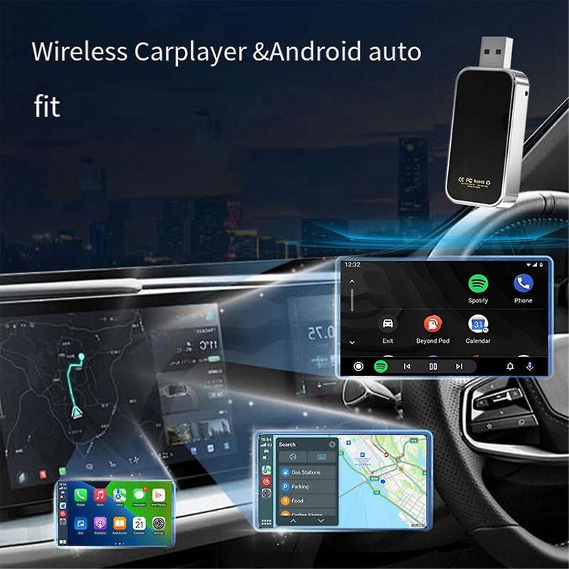 USB 2 in 1 Wireless Carplay Android Adapter Wireless Adapter Car Adapter Convert Wired Android Auto