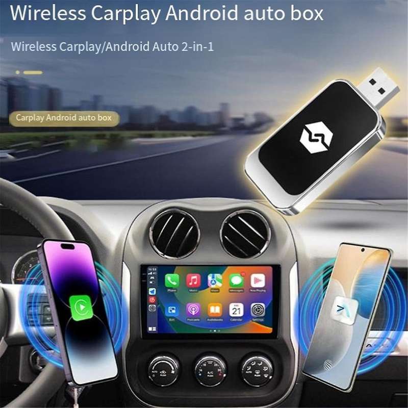 USB 2 in 1 Wireless Carplay Android Adapter Wireless Adapter Car Adapter Convert Wired Android Auto