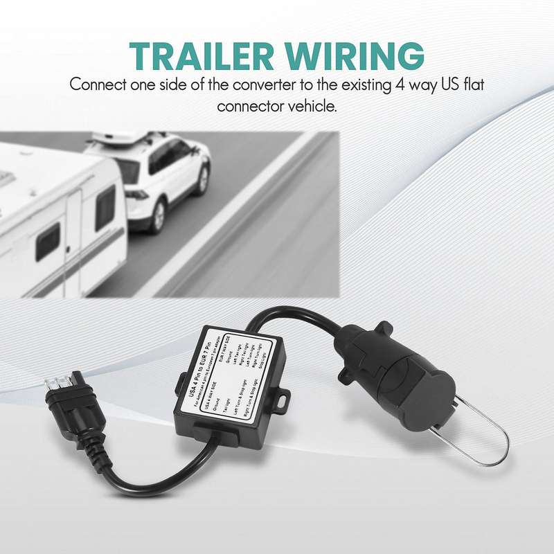 Us to Europe Trailer Light Converter 4 Way Flat Socket (american Vehicle) to 7 Way Round Socket (eu