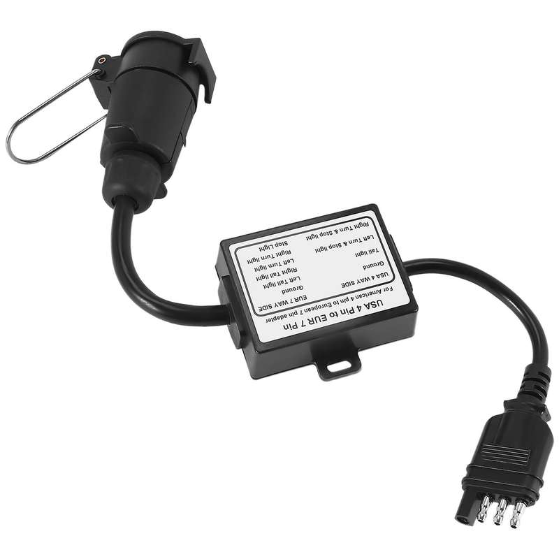 Us to Europe Trailer Light Converter 4 Way Flat Socket (american Vehicle) to 7 Way Round Socket (eu