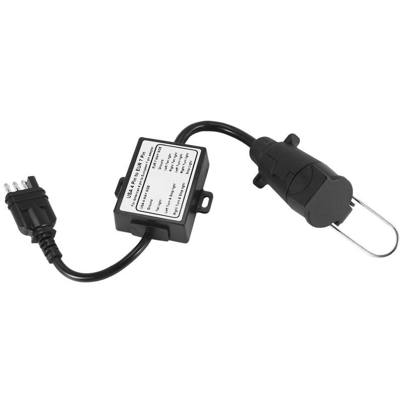 Us to Europe Trailer Light Converter 4 Way Flat Socket (american Vehicle) to 7 Way Round Socket (eu