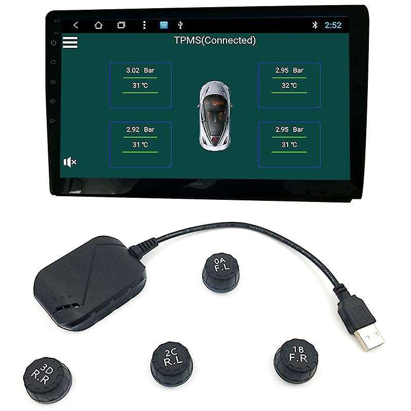 USB Android TPMS Tire Pressure Monitoring System Display Alarm System External Sensors Android Navig