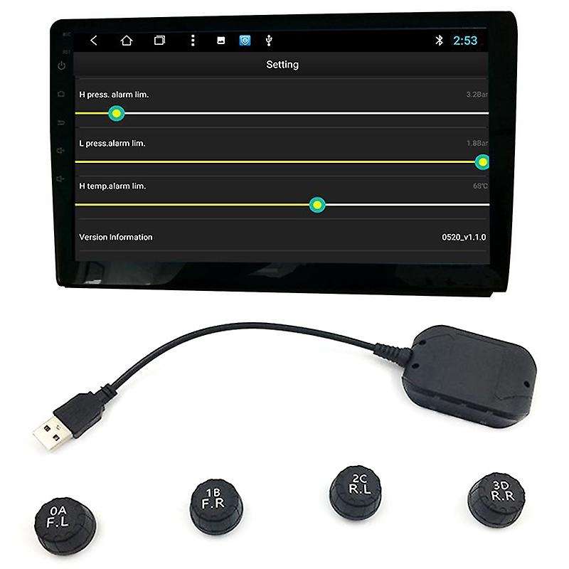 USB Android TPMS Tire Pressure Monitoring System Display Alarm System External Sensors Android Navig