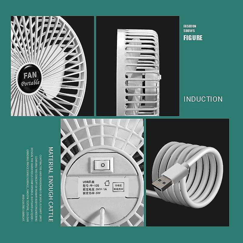 USB Big Head Electric Fan Household Portable Charging Small Fan Desktop Office Desk Silent Fan A