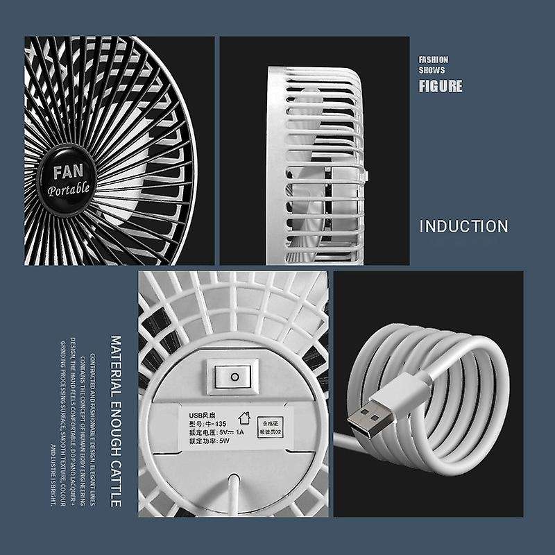 USB Big Head Electric Fan Household Portable Charging Small Fan Desktop Office Desk Silent Fan A