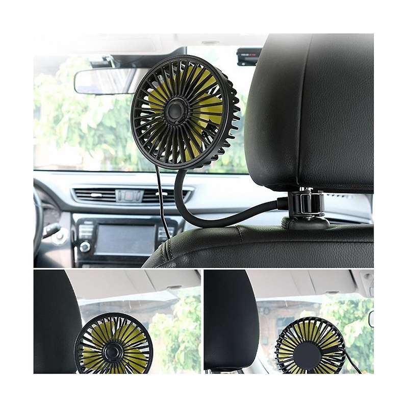 Usb Car Fan for Backseat Car Cooling Fan, 3 Speeds Strong Wind 5v Fan with Adjustable Clip Electric