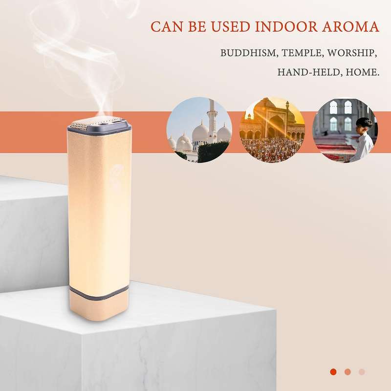 Usb Burner Portable Electric Bakhoor Diffuser Mini Holder Muslim - Golden