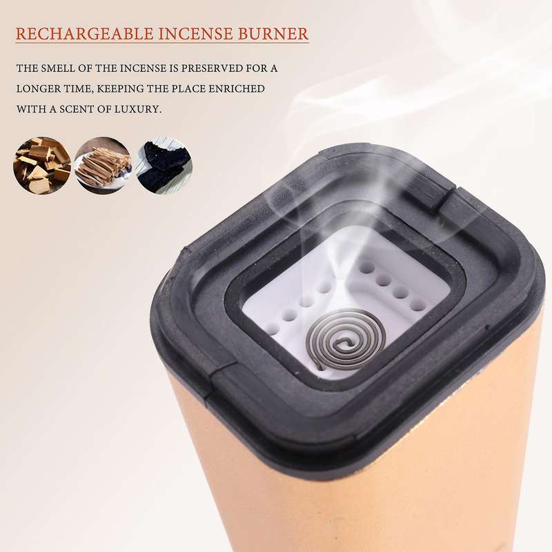 Usb Burner Portable Electric Bakhoor Diffuser Mini Holder Muslim - Golden