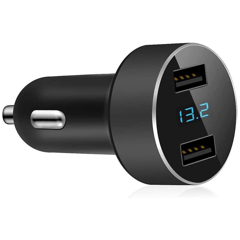 USB Car Charger, 4.8A Output Car Adapter, Cigarette-Lighter Voltage Meter for ,,,LG, Etc, Black
