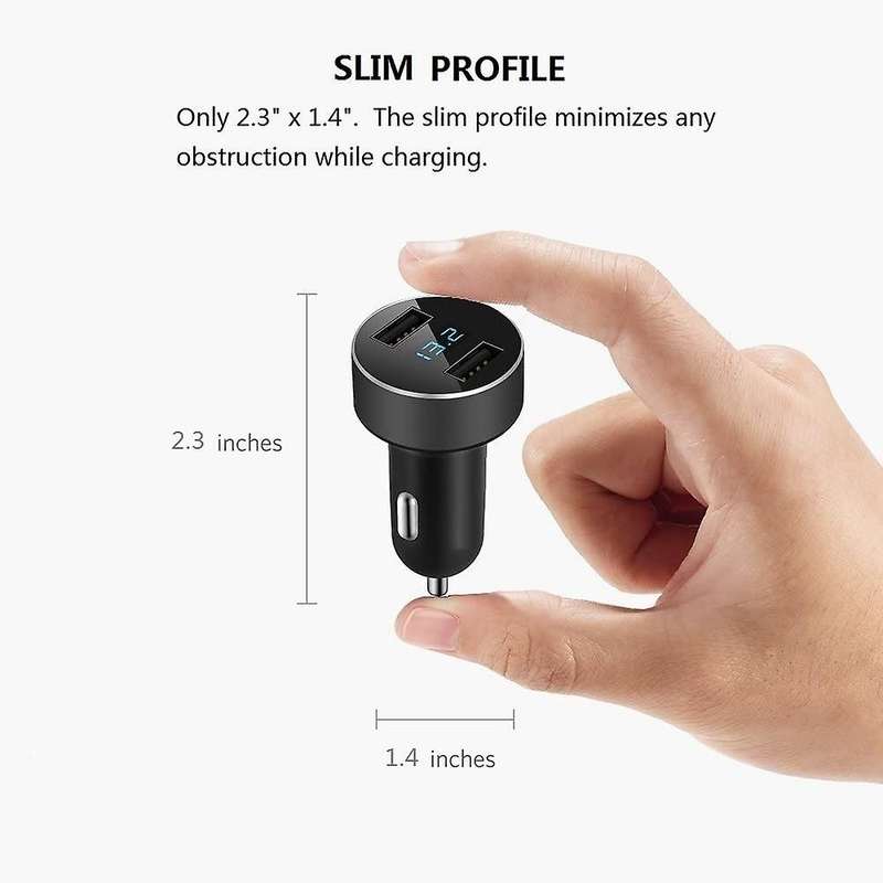 USB Car Charger, 4.8A Output Car Adapter, Cigarette-Lighter Voltage Meter for ,,,LG, Etc, Black