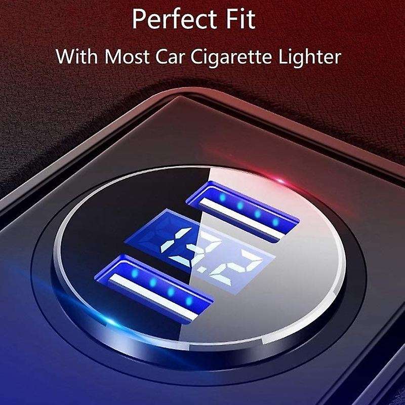 USB Car Charger, 4.8A Output Car Adapter, Cigarette-Lighter Voltage Meter for ,,,LG, Etc, Black