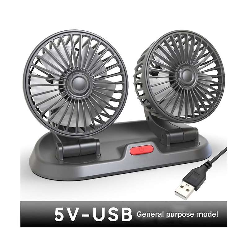 Usb Car Fan Double Head Fan Portable Auto Cooling Fan Cooling Big Wind Electric Fan Car Folding Fan