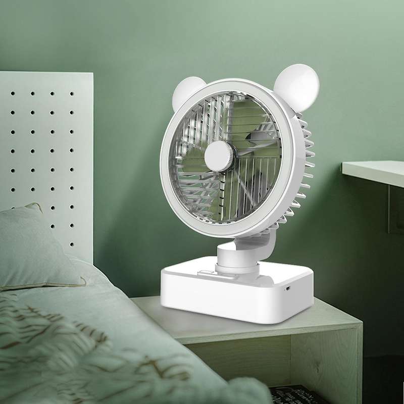 USB Desk Fan Rechargeable Small Fan Desktop Fan with Night Light,Portable Fan for Office Home Table,