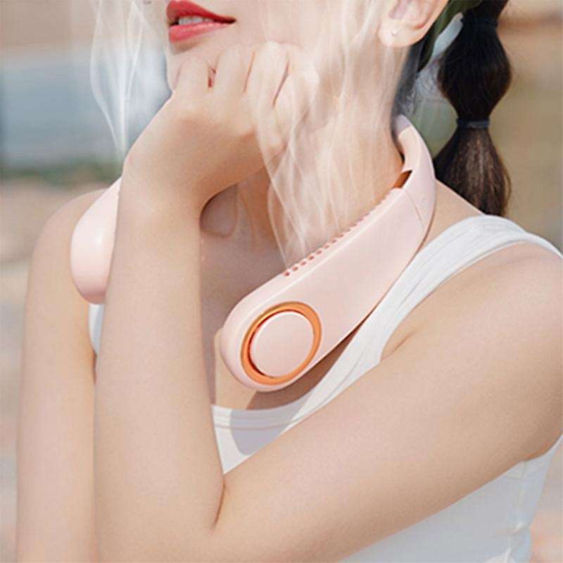 USB Folding Neck Fan Bladeless Air Conditioning Neckband Hanging Fan Adjustable Portable Personal Ai