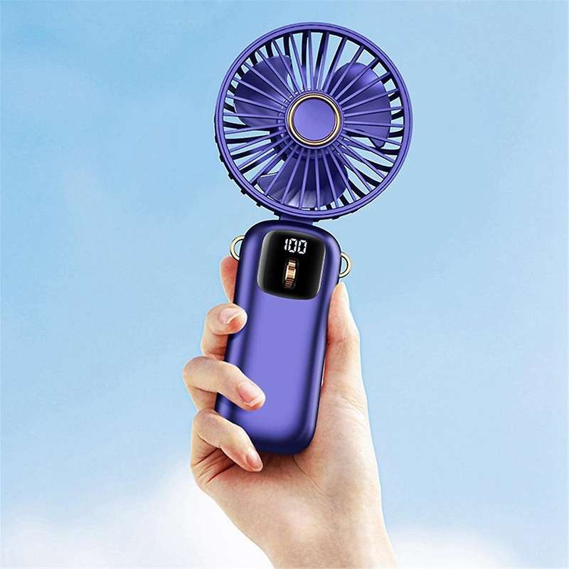 USB Handheld Fan, Mini Portable Desktop Folding Small Fan, Rechargeable Long-Life Fan