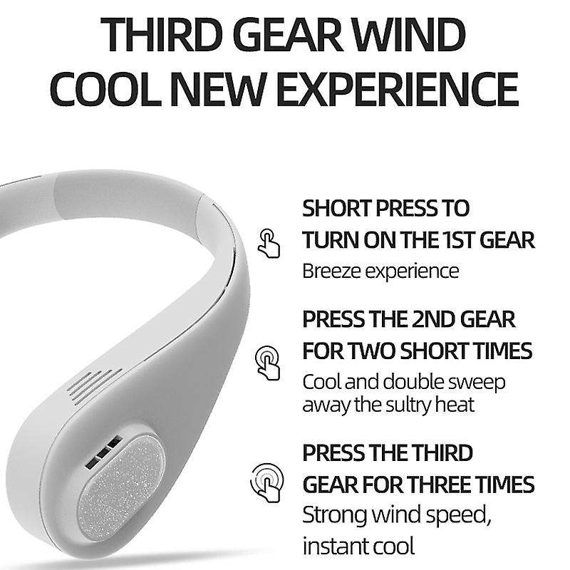 USB Leafless Hanging Neck Fans Portable 3000Mah Rechargable Battery Personal Portable Low Noise Arou