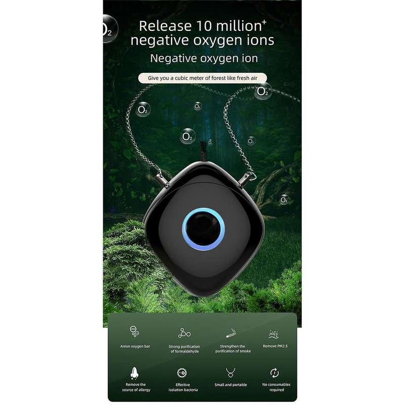 USB Personal Air Purifier Necklace Hanging Portable Ionizer with Negative Ion Generator Air Freshene