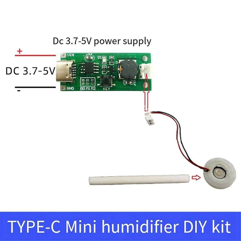 USB Mini Humidifier DIY Kit DC 3.7-5.5V Type-C Mini Humidifier DIY Kit 330mA Home Ultrasonic Air Hum