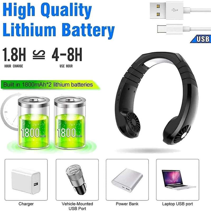 USB Portable Air Cooler Mini Electric Air Conditioner Neck Cooling Fan Adjustable Angle with Manual