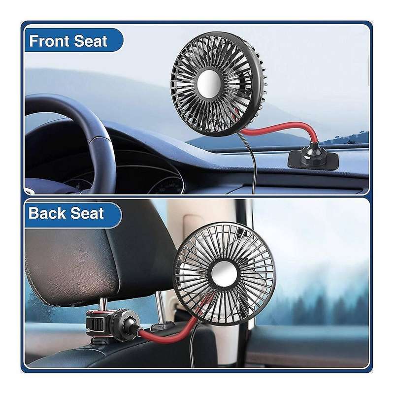 Usb Portable Fan for Car Backseat Fan, 360degree 3 Speeds Strong Wind 5v Fan with Adjustable Clip El