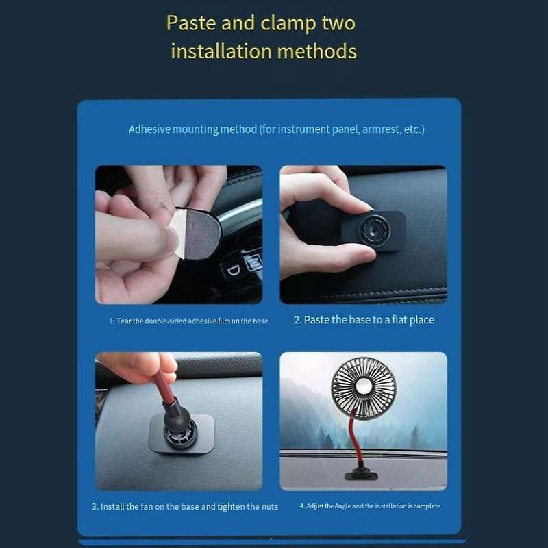 Usb Portable Fan for Car Backseat Fan, 360degree 3 Speeds Strong Wind 5v Fan with Adjustable Clip El