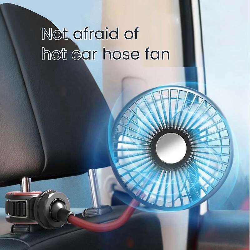 Usb Portable Fan for Car Backseat Fan, 360degree 3 Speeds Strong Wind 5v Fan with Adjustable Clip El