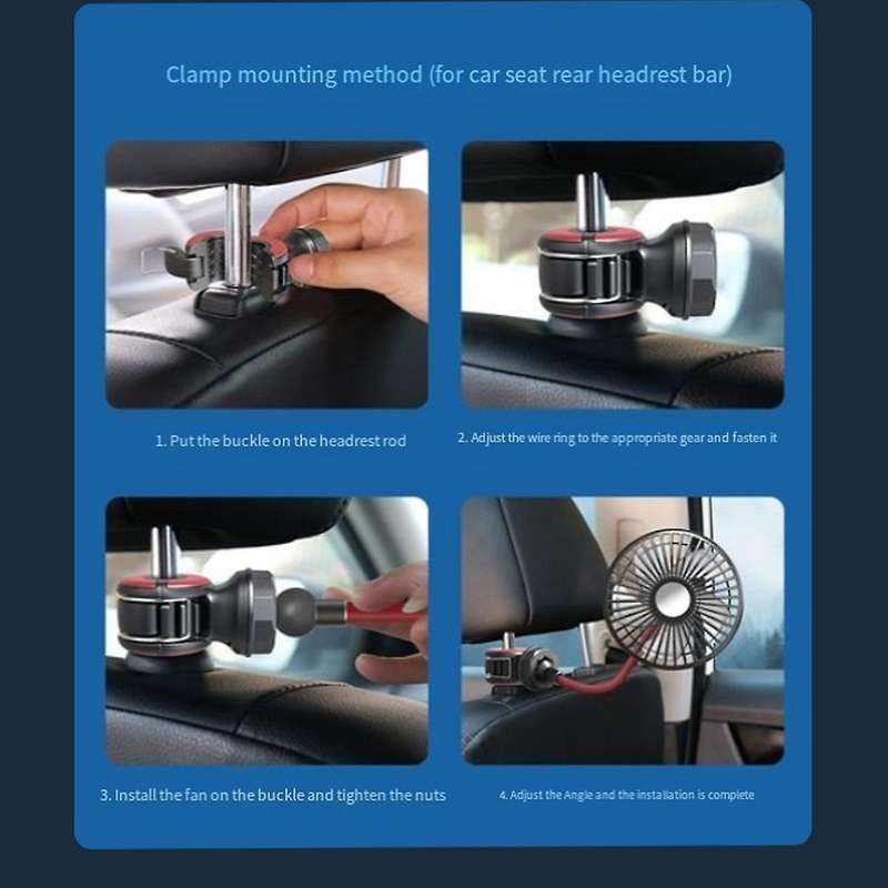 Usb Portable Fan for Car Backseat Fan, 360degree 3 Speeds Strong Wind 5v Fan with Adjustable Clip El