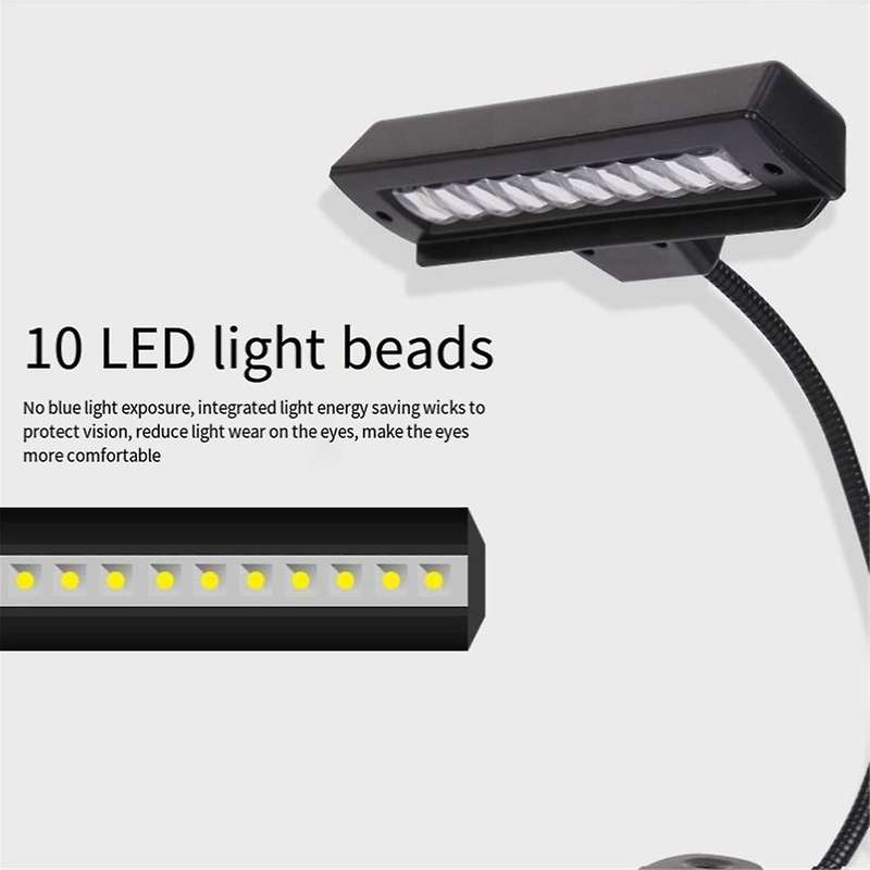 Usb Rechargeable Music Stand Light 10 Bright Led,nightstand Lamp Desk Reading Lamp