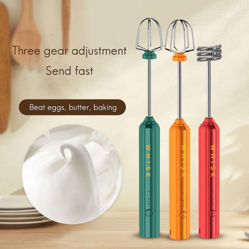 USB Rechargeable Electric Whisk Egg Beater Handheld Coffee Blender Household Milk Shaker Mixer Froth