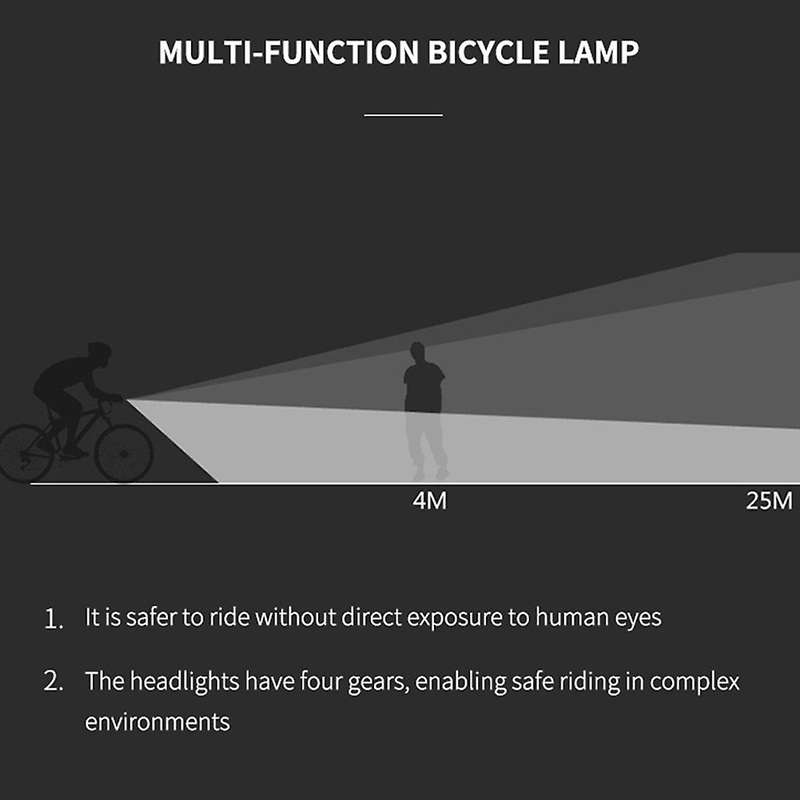 USB Rechargeable Handlebar Headlight Front Bike Light T6 LED Lamp Built-in Rechargeable Battery for
