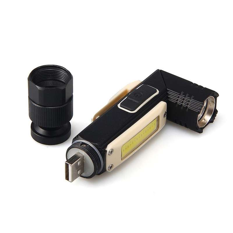 Usb Rechargeable Headlight 360 Degree Rotating Magnetic Base Work Light Cob Led Flashlight with Plas