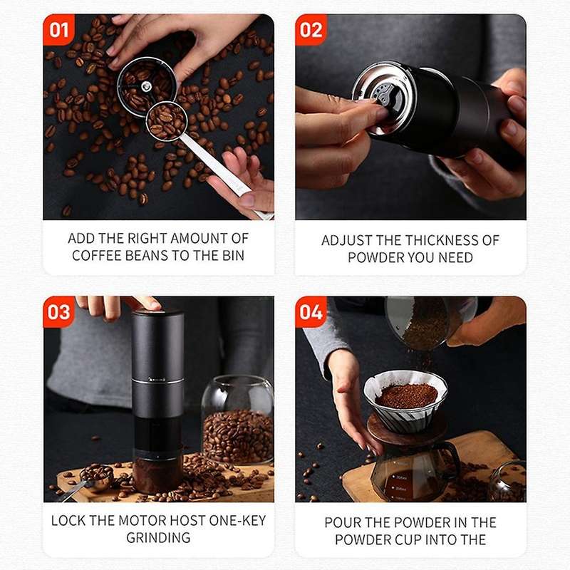 USB Rechargeable Electric Coffee Grinder Stainless Steel Professional Coffee Bean Mill Machine Coffe