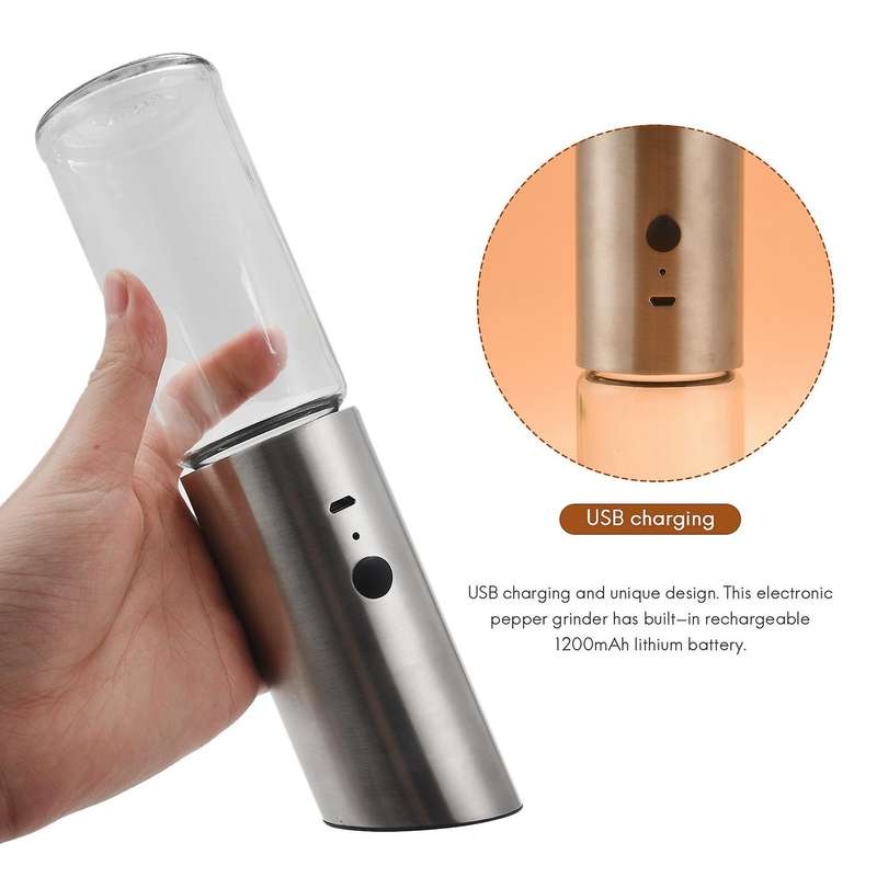 Usb Rechargeable Electric Pepper Grinder Stainless Steel Gravity Salt and Pepper Grinders Refillabl