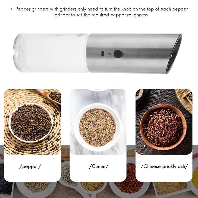 Usb Rechargeable Electric Pepper Grinder Stainless Steel Gravity Salt and Pepper Grinders Refillabl