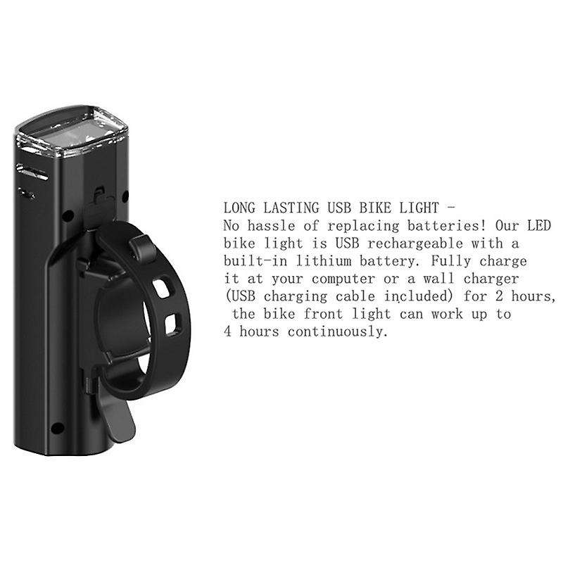USB Rechargeable Super Bright LED Waterproof Headlight Front Lights,Easy Mount 4 Light Mode Cycle Li