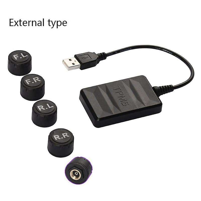 USB Spare Tire Pressure Monitoring System TPMS External 5 Sensors Real-Time Display for Android Navi