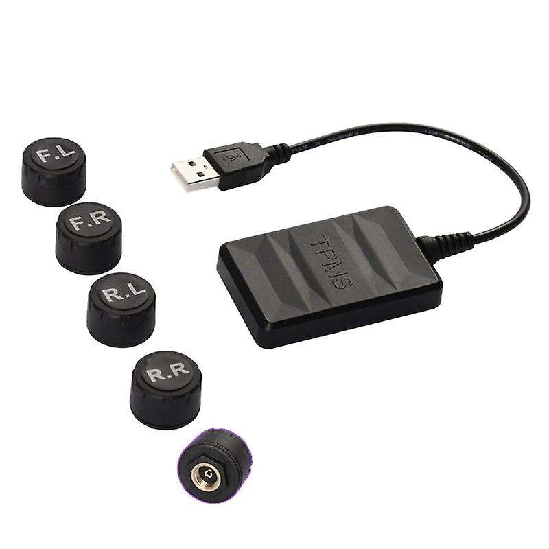 USB Spare Tire Pressure Monitoring System TPMS External 5 Sensors Real-Time Display for Android Navi