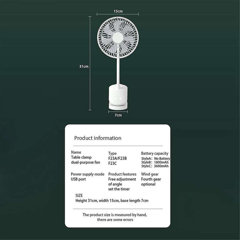 USB Stroller Fans 3600Mah Fan Clip Fan Portable with 4 Gears Quiet Clip on Mini Table Fan 720 Rotata
