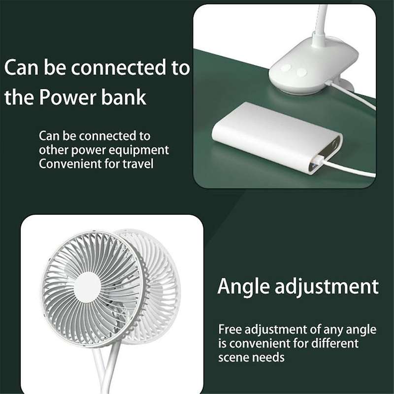 USB Stroller Fans 3600Mah Fan Clip Fan Portable with 4 Gears Quiet Clip on Mini Table Fan 720 Rotata