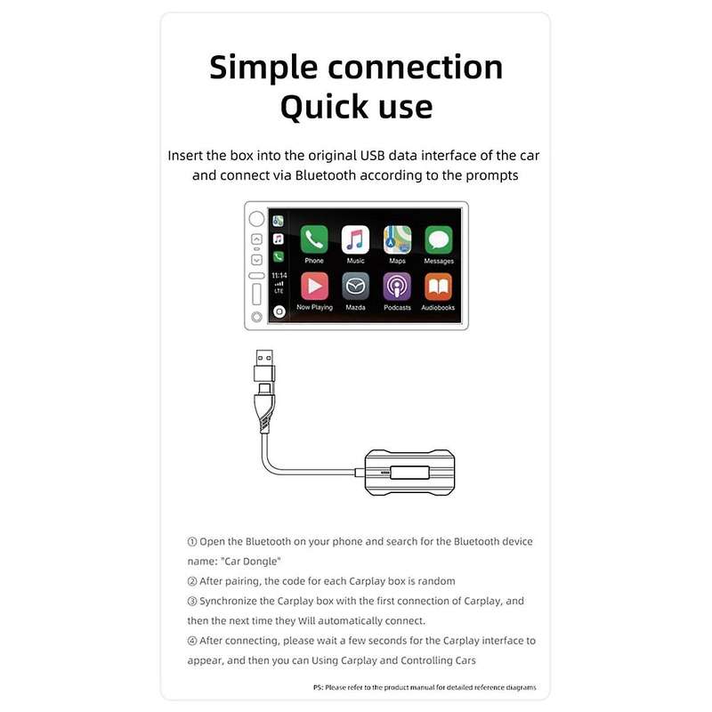 USB/Type C 2 in 1 Wireless CarPlay Adapter Wired to Wireless Carplay Mini Box for USB/Type C Dongle