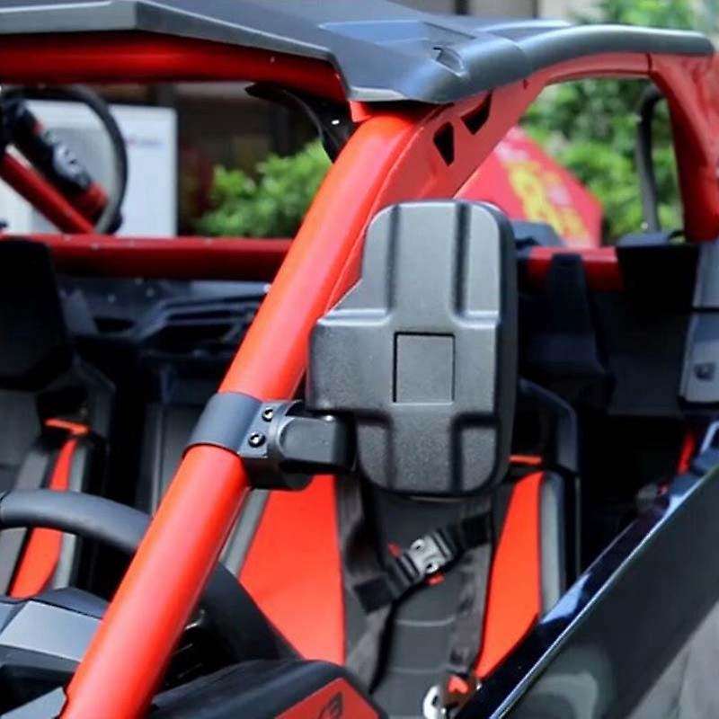 UTV Convex Side View Mirror Set with Shock-Proof Rubber Pad for 1.75-2Inch Roll Cage RZR