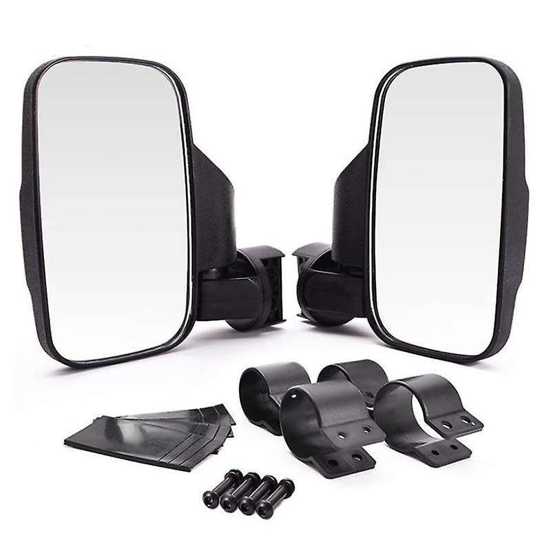 UTV Convex Side View Mirror Set with Shock-Proof Rubber Pad for 1.75-2Inch Roll Cage RZR