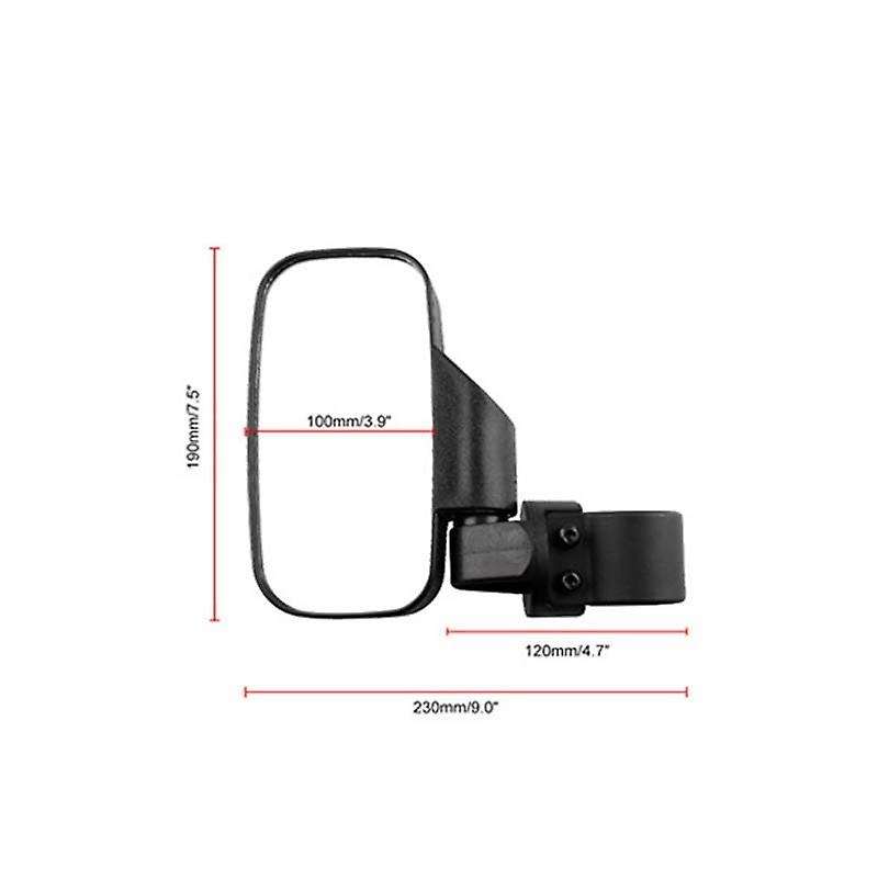 UTV Convex Side View Mirror Set with Shock-Proof Rubber Pad for 1.75-2Inch Roll Cage RZR