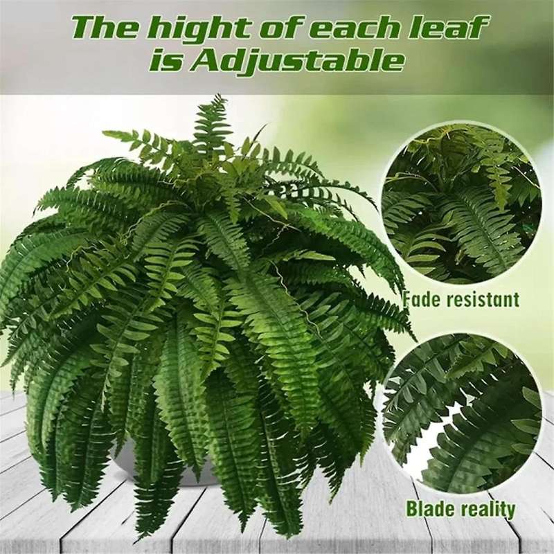 UV Resistant Lifelike Artificial Boston Fern, Artificial Ferns for Outdoors, Faux Ferns Fake Ferns A