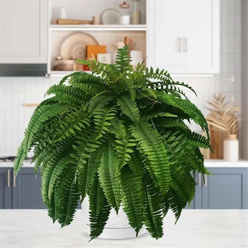 UV Resistant Lifelike Artificial Boston Fern, Artificial Ferns for Outdoors, Faux Ferns Fake Ferns A