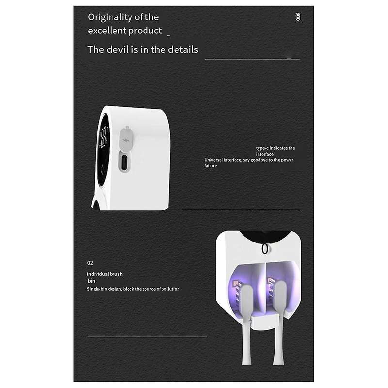 UV Toothbrush Holder Tooth Brush Head Disinfection Box Intelligent Induction Germicidal Storage Stan