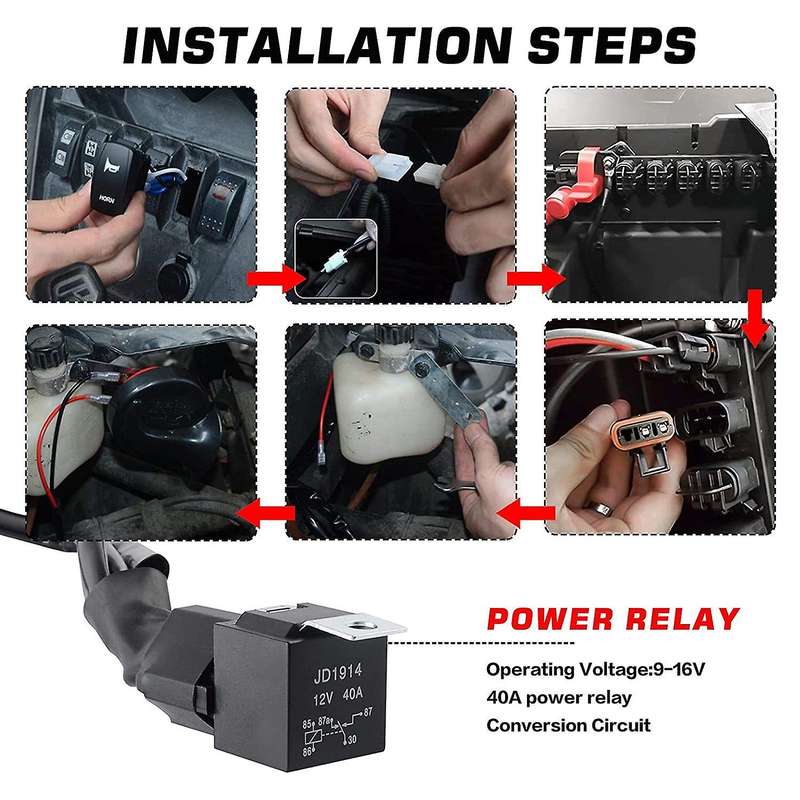 UTV/ATV Horn Kit with Toggle Switch for Pioneer, RZR, X3, , , Universal 24V