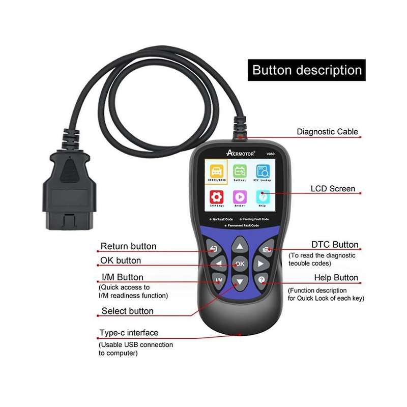 V850 Obd2 Scanner Automotive Diagnostic Tool Obdii Code Reader Engine Fault Inspection Can Diagnosti