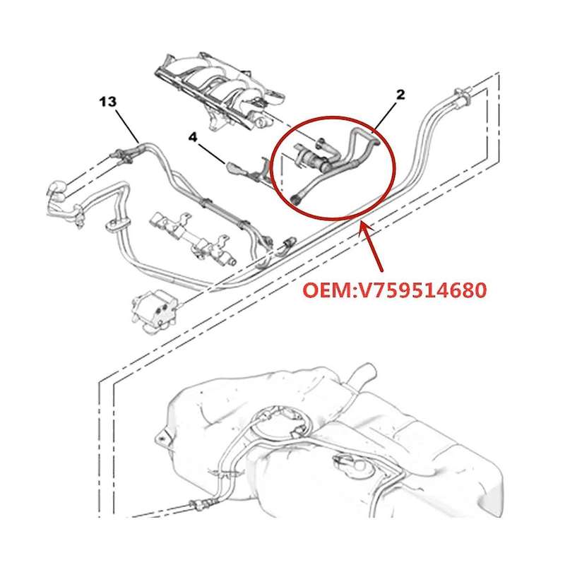 V759514680 Canister Solenoid Valve for 207cc 208 308sw Cc 3008 408 Rcz C4l C5 Ds3 4 1.6t Electric V